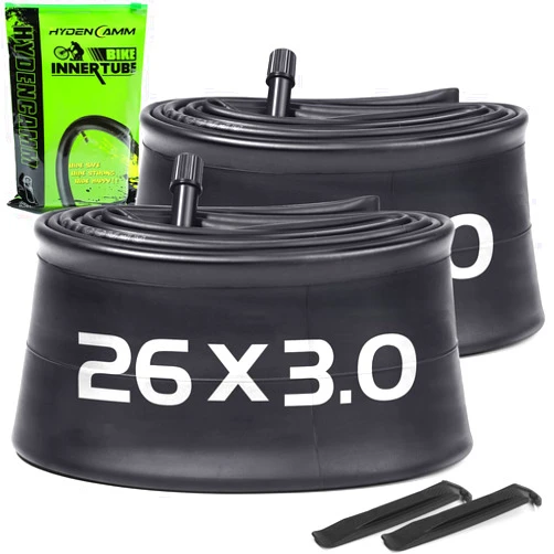 Hydencamm 2 Pack 26x3.0 Fat Bike Tube with AV 32mm Valve, Premium Butyl Rubber 26 x 3.5 26x3.0 Fat Tire Bike Tubes with 2 Tire Levers, 26x3.0 Bike Tube for Road/MTB/E Bike by Hydencamm