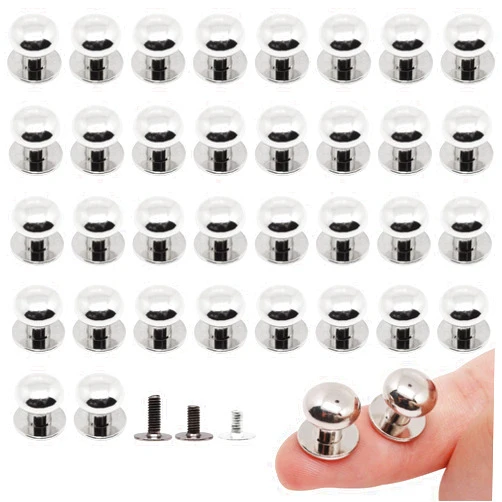BUXIMN Mini Drawer Pulls, Small Knobs for Jewelry Box, Metal Round Mini Knobs Handles Diameter 0.37inch for Jewelry Case, Wood Case, Drawer, Cabinets, Closet, Cupboard (36pcs, Silver)