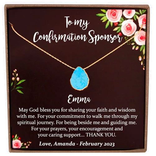 Be Wished Personalized Confirmation Sponsor Gifts for Women, Gemstone Necklace, Jewelry with Meaningful Message