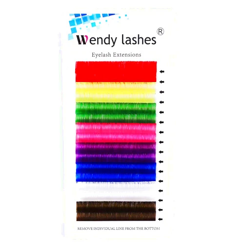 WENDY LASHES Eyelash Extensions D Curl Classic Lash Extensions .07mm Blue Green Purple Individual Lashes Mixed Colored 13mm Lashes Extension Supplies (0.07-D, 13mm)