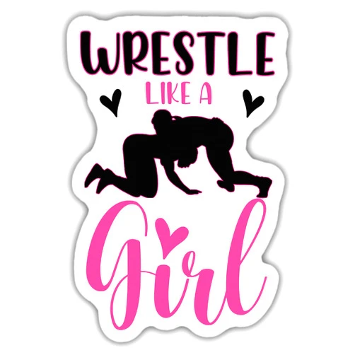 TAYTA Wrestling Stickers Wrestling Decal Wrestle Like A Girl Vinyl Funny Stickers, Weather-Resistant Sticker for Water Bottles Laptop Window Car Size 3