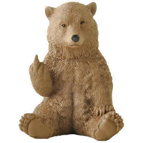 JFSM INC. Brown Bear Raising Middle Finger Figurine Funny Hilarious Decor - Bear Lover Gifts, Funny Housewarming Gifts, Bear Cabin Decor, Cabin Themed Decor, Funny Bear Gifts, Man Cave Decor