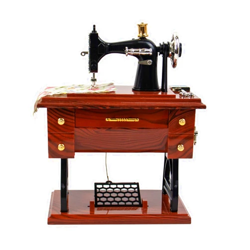 AUEAR, Vintage Mini Music Box Sewing Machine Figurine Birthday Gift Table Decor