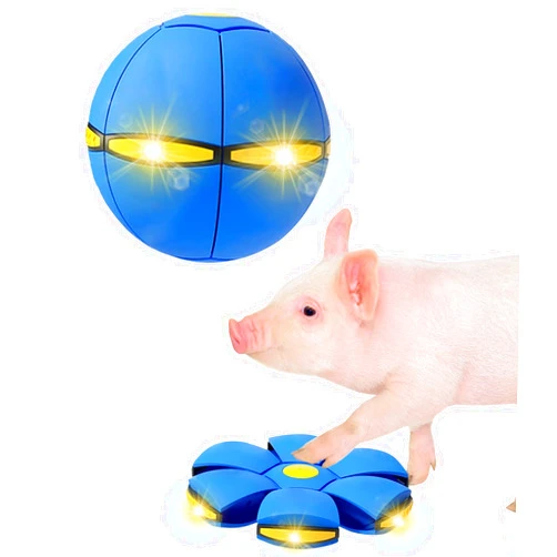 OOXYG Pig Toy - Toy for Pigs, Interactive Pig Flying Saucer Disc Ball Toys with 6 Lights for Mini Pigs, Enrichment Play for Pet Pigs Supplies Enjoyment and Fun