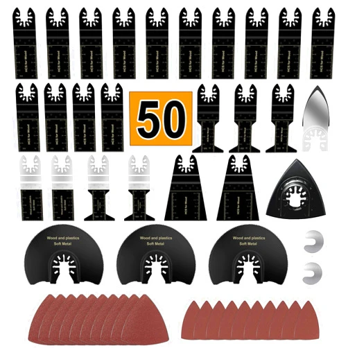 Wiland 50 Pack Oscillating Saw Blades, Universal Quick Release Multi Tool Blades Kits, Sanding Set, Multitool Blades Fit for Black & Decker Porter Cable Dewalt Chicago Rockwell Craftsman