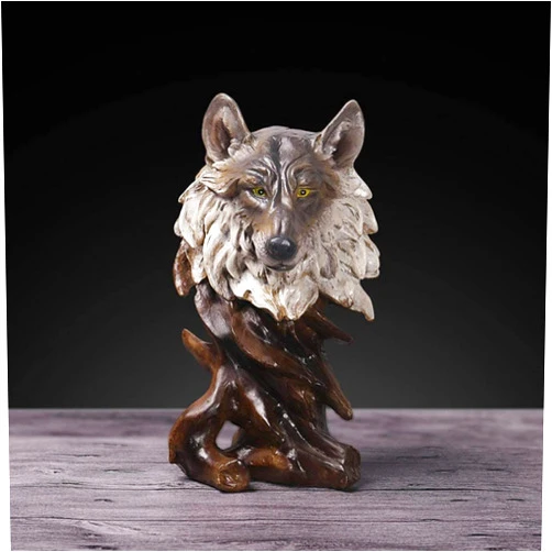 NUNETH Animal Head Statues, Home Decor Ornaments, Collectible Figurines, Resin Sculptures, Business Gifts, Brown (Wolf)