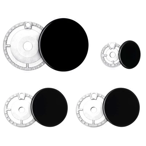 Lapert Upgraded Cooker Hat Set, Surface Gas Stove Burner Caps and Burner Head Replacement Kit, 1 Large, 2 Middle, and 1 Small Cooker Hat Set Contain Surface Gas Stove Burner Caps and Burner Head