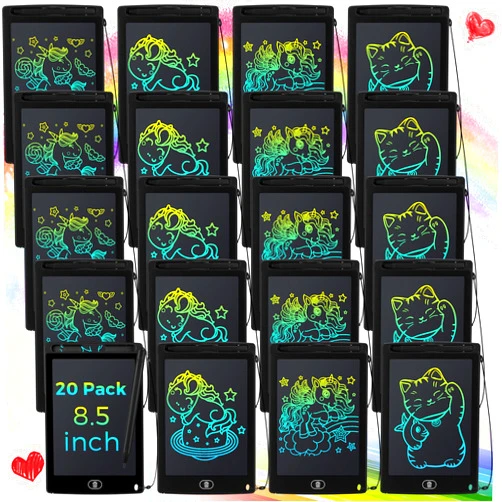 Zhehao 20 Pack LCD Writing Board for Kids, 8.5 Inches Doodle Board Reusable Board Screen Drawing Pad Erasable Painting Pads Educational Toy for 3-8 Years(Black)