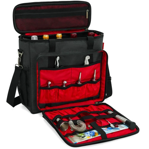 OUUTMEE Bartender Bag, Bartender Kit Travel Bag for Cocktail Shaker Set, Portable Bartender Carrying Bag With Compartments for Wine Bottles, for Travel Home Indoor Outdoor Party