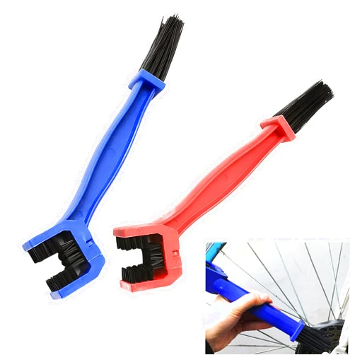 Awlbed 2 PCS Car Detail Brush, ABS Engineering Plastic Concave Brush Head Double-Head Design Chain Crankset Ceaning Brush, Portable Accessory, for Cars, Motorcycles, Mountain Bikes (Black & Red)