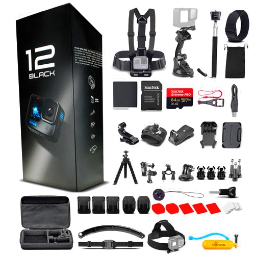 GoPro HERO12 (HERO 12) Black - Waterproof Action Camera with 5.3K HDR Video, 27MP Photos, 1/1.9