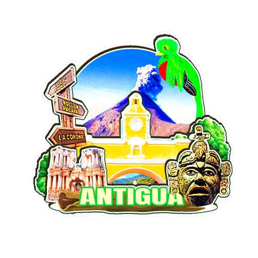 Orlybar Guatemala Antigua Magnet Fridge Magnet Wooden 3D Landmarks Travel Collectible Souvenirs Decoration Handmade-2
