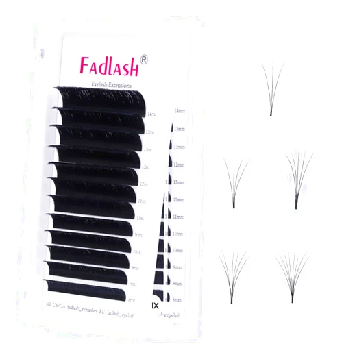 FADLASH Easy Fan Volume Lashes 8-14mm Mixed Tray CC Curl Lash Extensions Self Fanning Eyelash Extensions Russian Blooming Lash Extension Supplies(0.05-CC, 8-14mm Mix)
