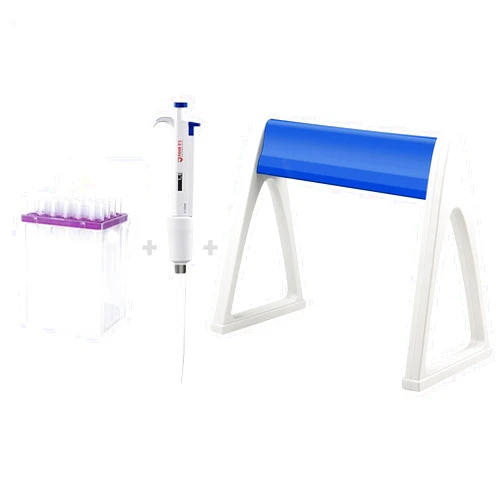 FOUR E'S SCIENTIFIC Laboratory Pipette Stand with 1-10ML Single-Channel Pipettor and 10ml Pipette Tips (1 Rack 24 Tips)