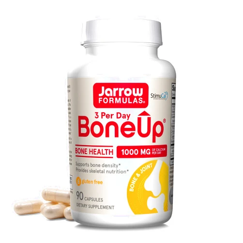 Jarrow Formulas BoneUp Three Per Day for Bone Density and Skeletal Nutrition, Includes Vitamin D3, K2 (as MK-7) and Calcium, 90 Capsules, 30 Day Supply