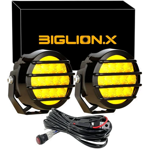 BIGLION.X 3.7 Inch 130W Amber Fog Lights Yellow Round Offroad Fog Lights Super Bright 12800LM Driving Fog Lights Bumper Fog Light Pods Waterproof 12/24V for Trucks 4x4 SUV ATV UTV Car