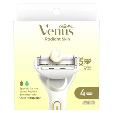 Gillette Venus Radiant Skin Women razor blade refills, 4ct 4 Cartridge Refills