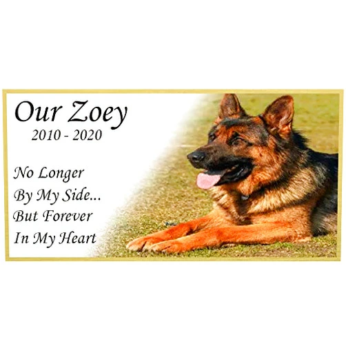 NEW WORLD ACCENTS Photo Pet Memorial Plaque, Personalized Dog, Cat Commemorative Plaque, Customized Engraved Plate