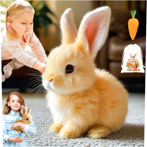 Finndeen Bunny -My Realistic Bunny Toy, Bundy Realistic Bunny, Easter Children Interactive Realistic Bunny That Moves,Jumps,Shakes Ears Bunny Realistic Bunny(Brown)