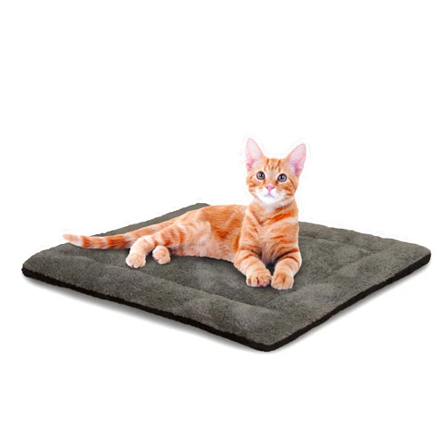 K&H PET PRODUCTS Self-Warming Cat Bed Pad, Self-Heating Thermal Cat and Dog Bed Mat, Cat Warmer Mat for Feral and Indoor Cats, Gray/ Black 21 X 17 Inches