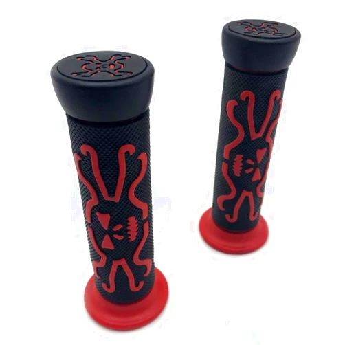 HTTMT XH4089-RED-22 Skull Grips Red Quad ATV (7/8 Inches Both Side)