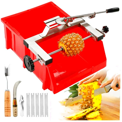 OJHVTCXD Stainless Steel Pineapple Peeler Machine with Controllable Peeling Thickness - Peeling of Pineapple Skin&Eyes,No Pulp Waste - Semi-Automatic Pineapple Skinner with Peeling Accessories