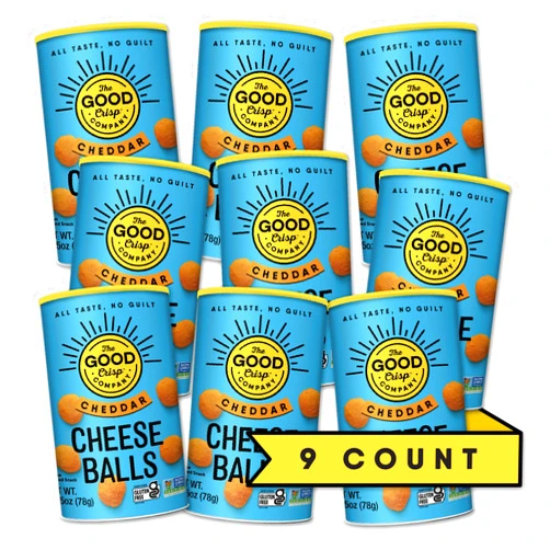 The Good Crisp Company, Cheese Balls, Cheddar, 2.75 Ounces (Pack of 9)