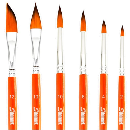 Sdanart Watercolor Brushes Professional 6PCS Watercolor Paint Brushes for Painting, Cat's Tongue Oval Wash Paint Brush, Dagger, Round Pointed Watercolor Brush for Water Color Acrylics Gouache Ink