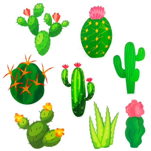 Outus 40 Pieces Cactus Cutouts Party Decoration Green Prickly Cactus Cutouts Stickers Summer Plants Bulletin Board Paper Cuts for Fiesta Mexican Party Vbs Classroom Bulletin Board Wall Supplies
