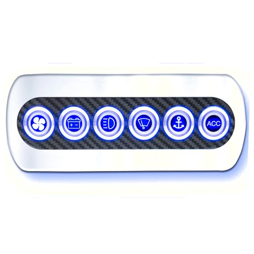 AMOMD 12V 20A 6 Gang Push Button Switch Panel IP66 Waterproof Carbon Fiber Panel with Blue LED Light for Yacht RV Boat and Truck Modification Ignition Toggle Rocker Switch Panel