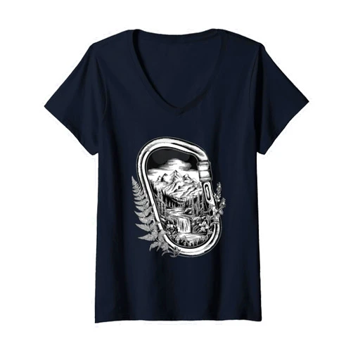 Enjoy the Adventure Vintage Outdoor Hiking Boots Womens Mountaineering Hiking Carabiner for a Hiker V-Neck T-Shirt