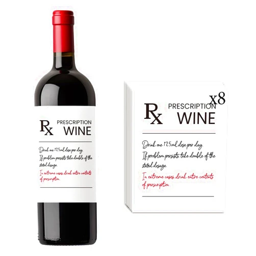FBCCZEY 8 Pcs Pharmacist RX Wine Labels, Humor Pharmacist Retirement Appreciation Birthday Graduation Gifts for Women Men, Funny Pharmacy Technician Gift Wine Bottle Stickers Labels