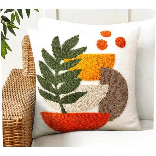 Merrycolor Boho Decorative Throw Pillow Covers Abstract Tufted Mid Century Modern Throw Pillows Green Leaf Sun Aesthetic Textured Pillow Cover Decorative Throw Pillows for Bed Couch Sofa,18x18