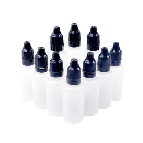 OBROU 10Pcs 30ml Plastic Eye Liquid Dropper Bottles Squeezable Empty Dropping Bottles With TamperCap（black cap）