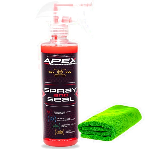 Apex Auto Products Apex Spray and Seal - Car Paint Sealant - Drying Aid With Microfiber - Proprietary Hydrophobic Protectant & Ceramic Booster Spray - Lasts up to 3+ Months - Super Gloss and Clear Coat Protection