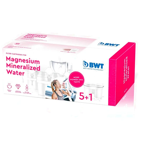 BWT 6-Pack Long Life Mg2+ Cartridge for Water Filters, 120-Liter Capacity