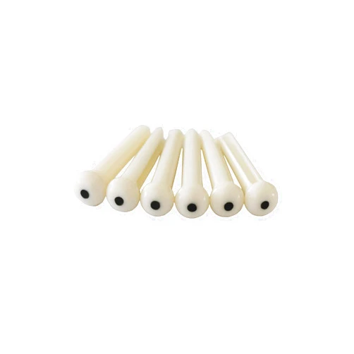 Metallor Acoustic Guitar Bridge Pins String Peg Guitar Parts Replacement Pack of 6 Pieces White with Black Dot.