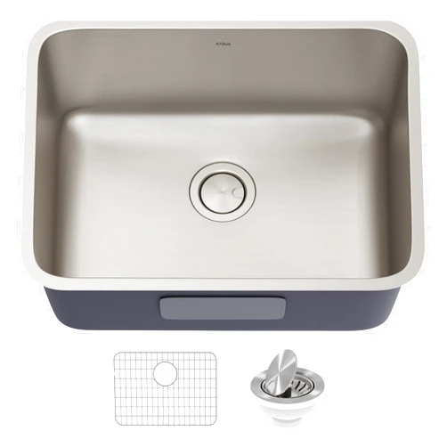 KRAUS Dex 25-inch Undermount 16 Gauge Stainless Steel Single Bowl Kitchen Sink, KA1US25B