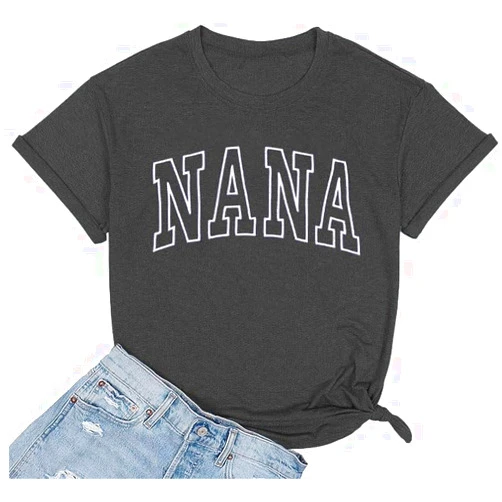 MNLYBABY Nana Shirt Women Grandma Shirts: Nana Life T-Shirt Grandmother Shirt Retro Gigi Embroidery Tee Tops