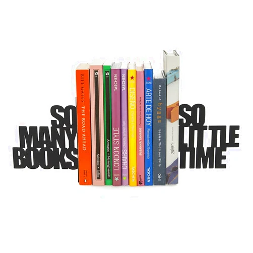 Balvi 'So Many Books' Decorative Metal Bookend – Black Metal Book Holder for Shelves – Unique Design – Ideal Gift for Book Lovers and Avid Readers – Sujetalibros