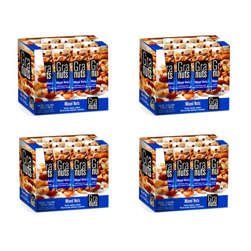 Granuts Mixed Nuts | Almonds, Peanuts & Cashews | Crunchy + Soft Textures | On-the-Go Snack | 4 Packs of 1.41 Oz (48 Inner Packs)