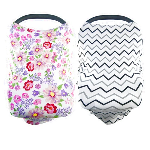 Synrroe 2 Pack Baby Car Seat Cover Soft Stretchy Nursing Cover, Sun Protection for Babies, Stroller Canopy, Breathable Infant Car Seat Canopy