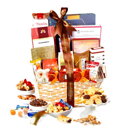 Broadway Basketeers Condolences Gourmet Gift Basket, Kosher Sympathy Food Gift Baskets for Delivery, Perfect Care Package Box or Assorted Snack Gifts for Bereavement, Loss, Funeral, or Shiva