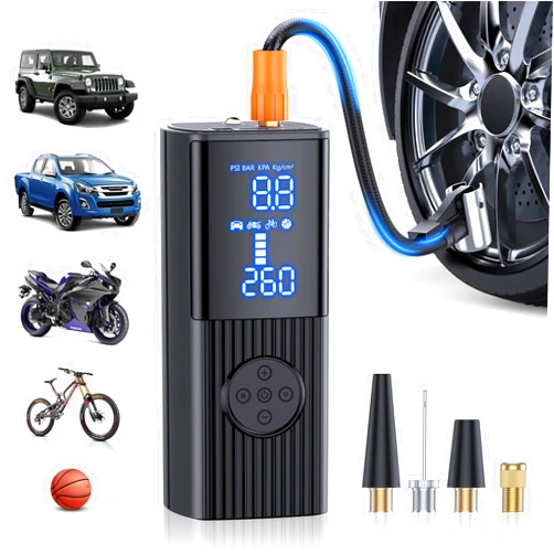 Hafuloky Tire Inflator Portable Air Compressor-180PSI & 20000mAh Portable Air Pump, Accurate Pressure LCD Display, 3X Fast Inflation for Cars, Bikes & Motorcycle Tires, Balls