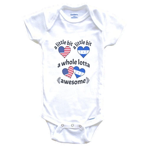 Really Awesome Shirts A Little Bit Honduran American Honduras USA Heart Flags Baby Bodysuit