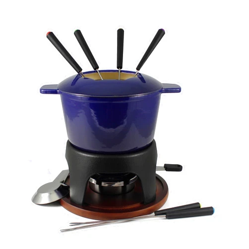 Swissmar F66706 Sierra 1.6-Quart Cast Iron Meat Fondue Set, 11-Piece, Deep Blue