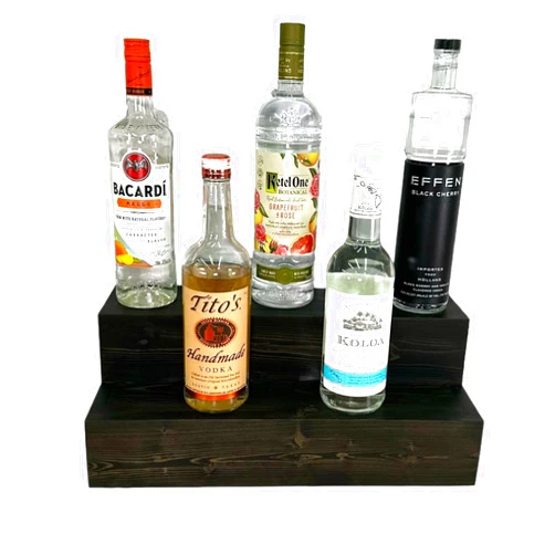 RBD Home Tiered Bottle Shelf | 2 Tier Liquor Bottle Display | Bar Organization | Display Shelf | Wine Shelf | Bar Display | Kitchen Counter Shelf (18