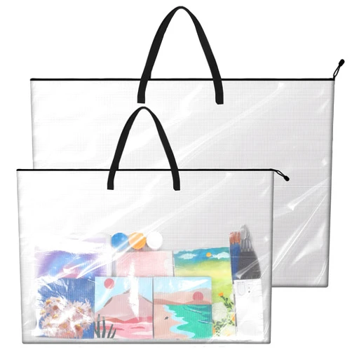 Tenceur 2 Pcs Art Portfolio Case 36 x 48 Inch and 24 x 36 inch Large Poster Storage Bag Portfolio Folder PVC Art Portfolio Container Bulletin Board Storage Box for Poster Scrapbook Keepsake