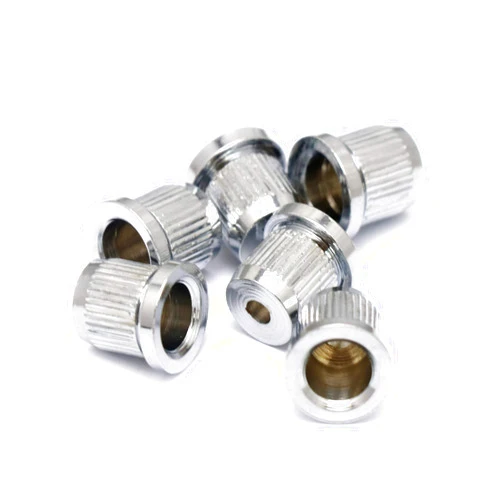 Metallor Guitar String Mounting Ferrules Through Body Mounts String Caps for Tele Telecaster Style Electric Guitar Parts Replacement Set of 6Pcs. (Chrome)