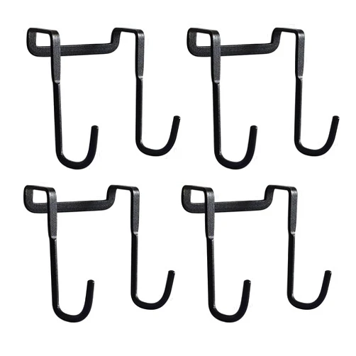 Envibe Shower Door Hooks, Towel Hooks, Shower Squeegee Hooks, Cabinet Hook, Over Door Hooks for Bathroom Frameless Glass Shower Door (Maximum 0.78 inch Thick). (4 Pack, Black)